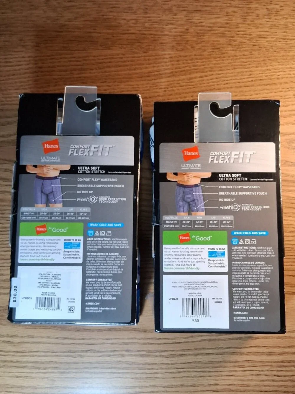 Hanes Boxer Briefs Large 2 packs of 3 Comfort Flex Fit Tagless Underwear